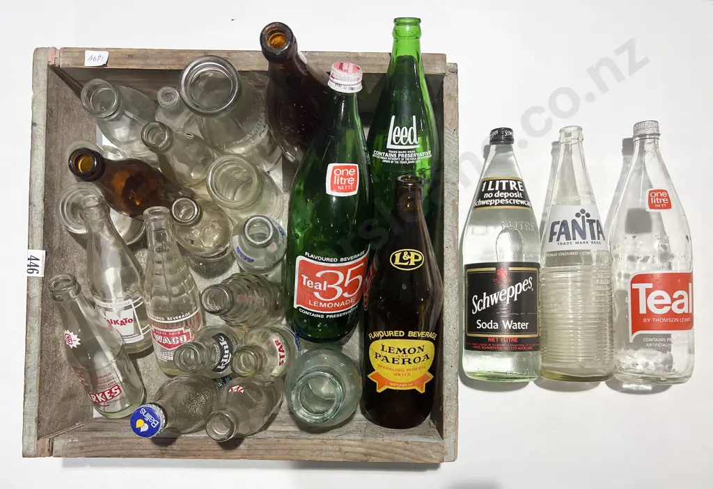 Vintage Foxton Fizz Crate and Assorted Vintage Soda Bottles Image 1++