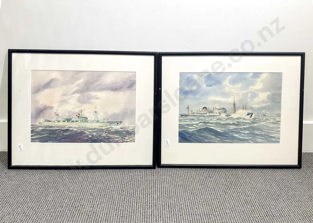 Pair of Nautical Watercolours by R D Morris Image 1++