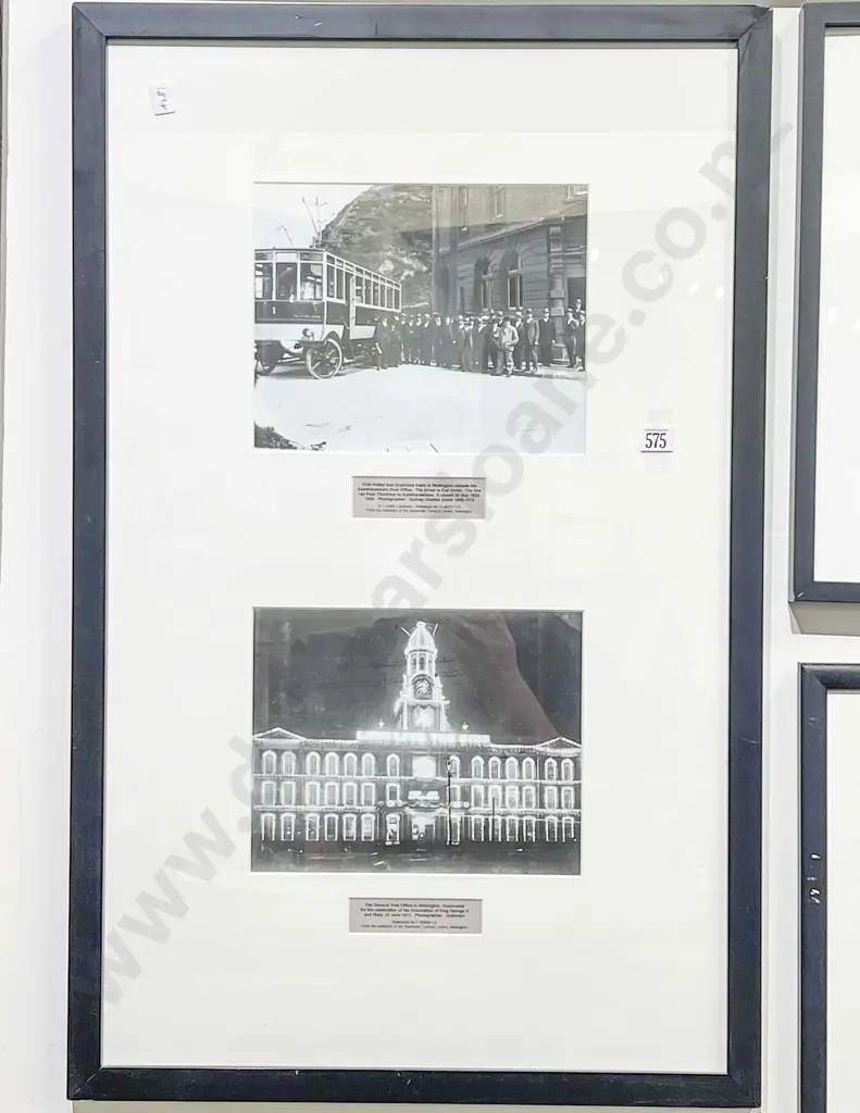 Framed Photographic Display of Two Early Wellington Scenes Image 1++
