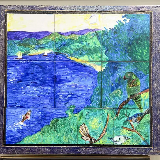 M Wakelin - Landscape - Painted Tiles on Board