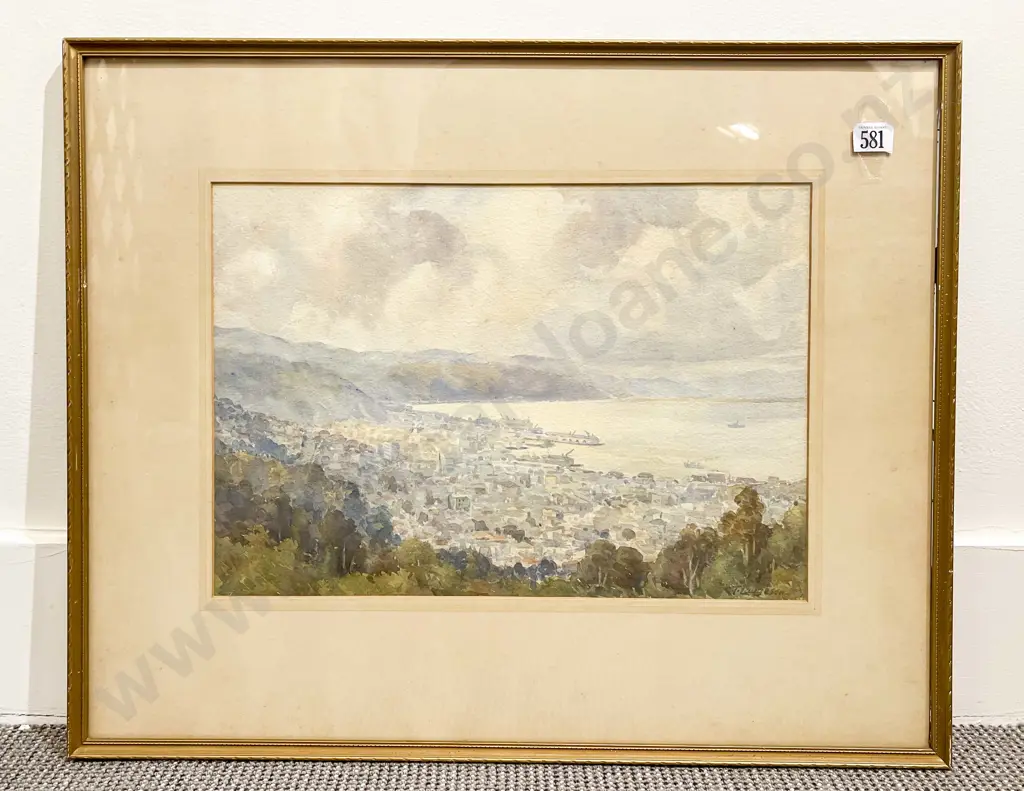 C T Laugesen - Wellington Harbour View - Watercolour Image 1++