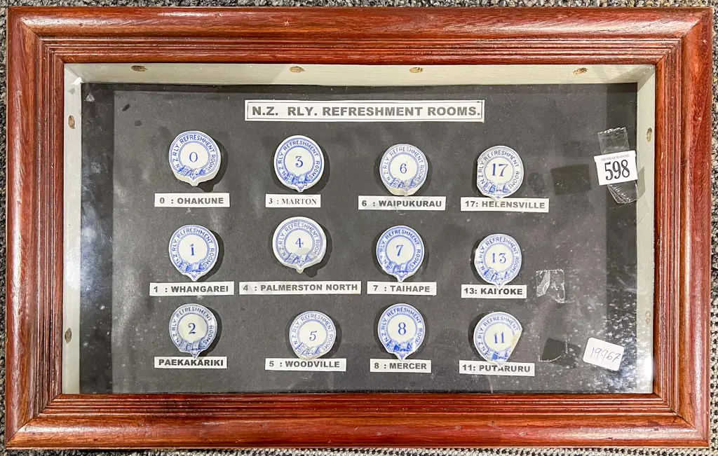 Framed Display NZ Railway Tearoom  Crockery Insignia Image 1++