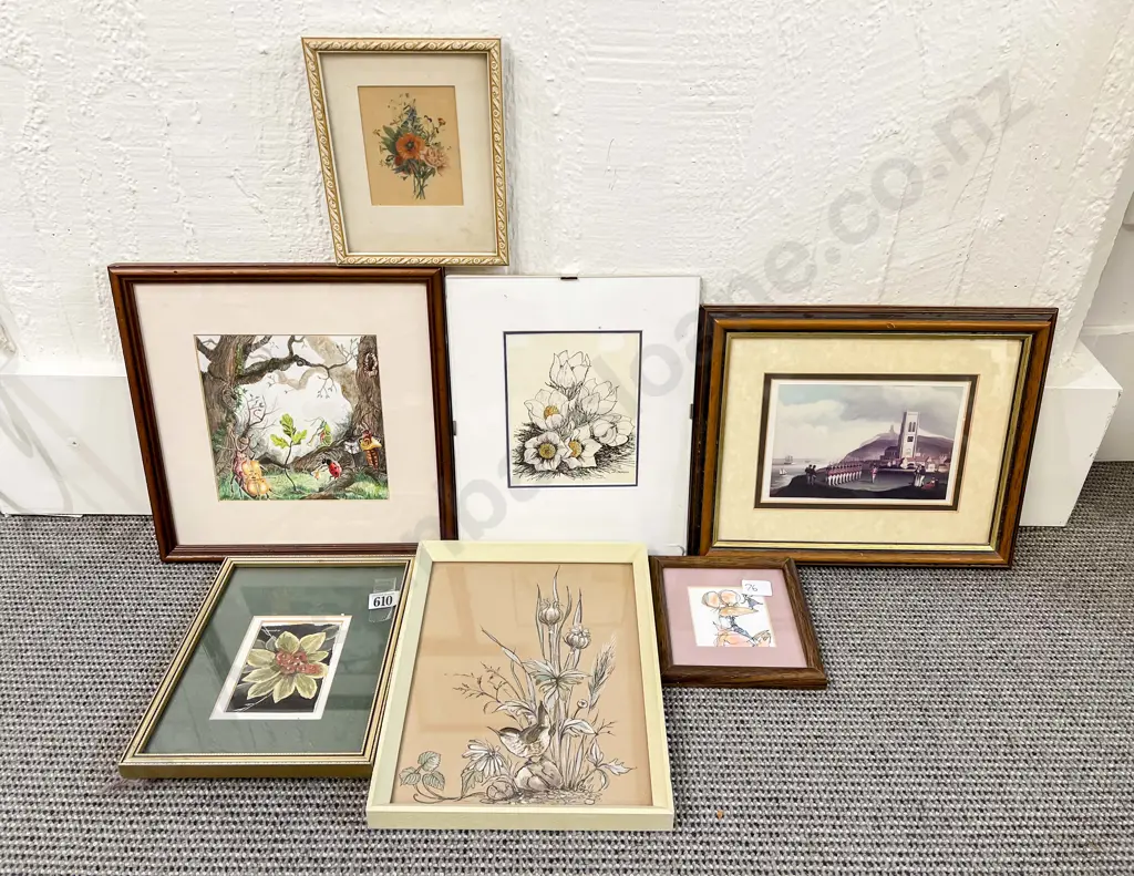 Seven assorted Framed Prints & Originals Image 1++