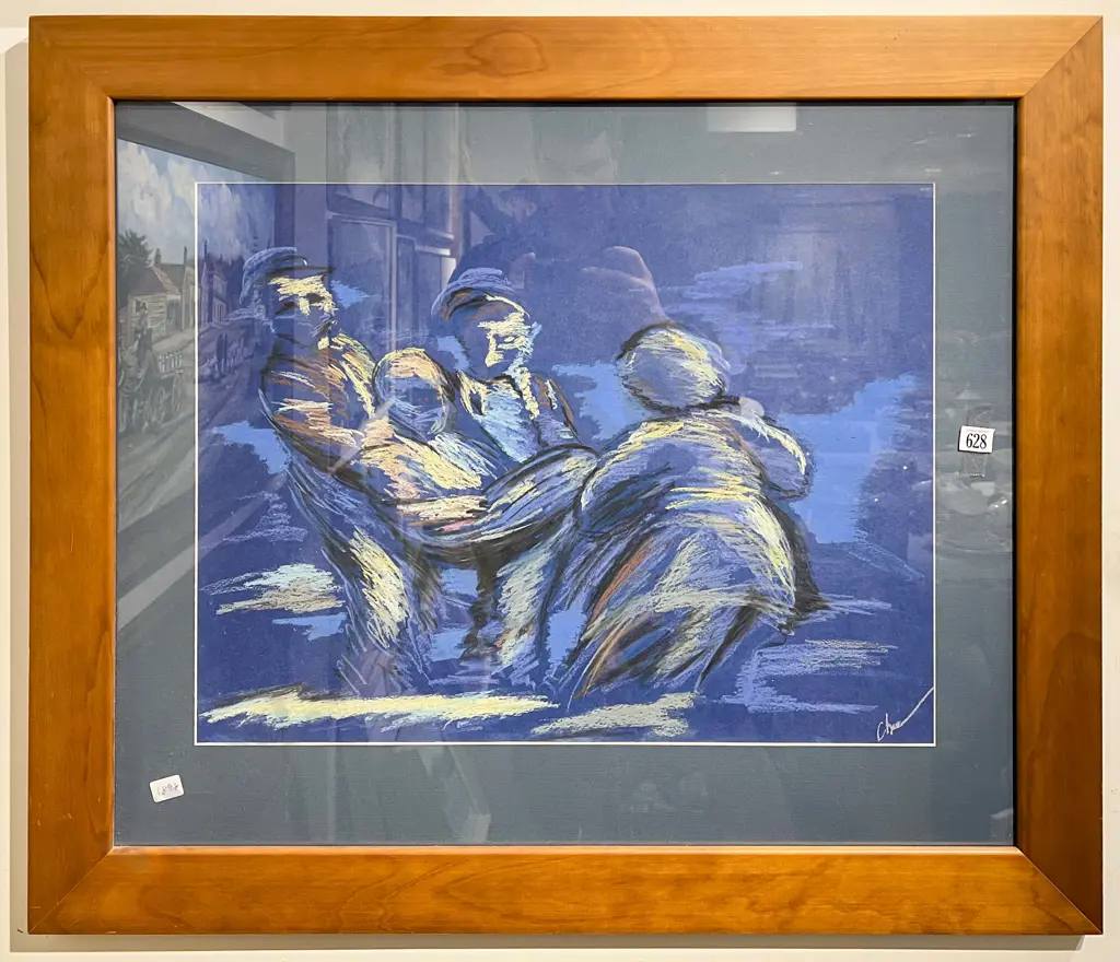 Indistinctly Signed Figural Pastel Work Image 1++