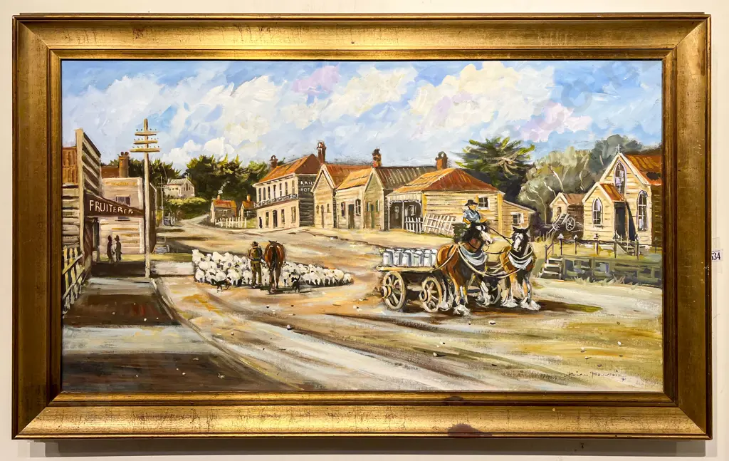 Brian Bouverie - Johnsonville Main Road 1930's -Oil on Board Image 1++