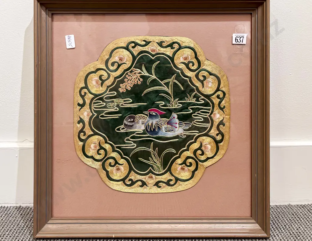 Framed Chinese Silk Embroidered Panel Image 1++