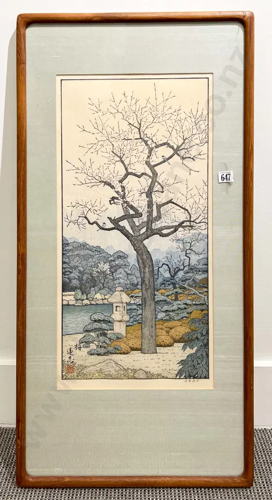 Plum Tree of the Friendly Garden by Toshi Yoshida - Woodblock Print Image 1++