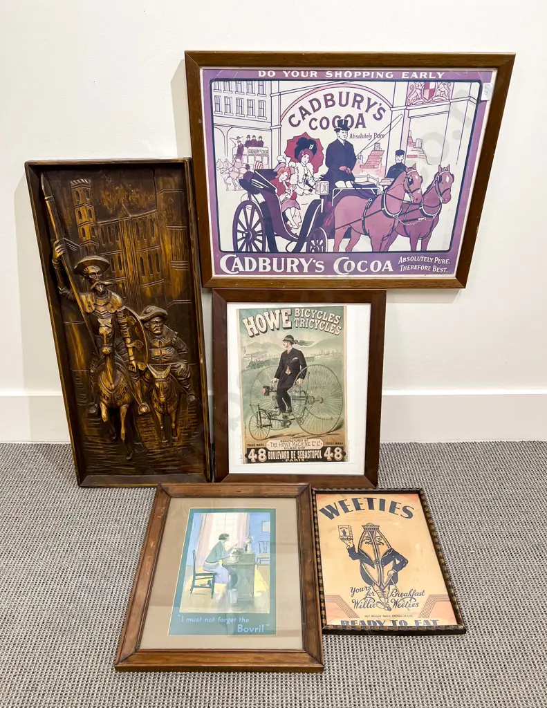 Four Assorted Reproduction Advertising Prints & Other Image 1++