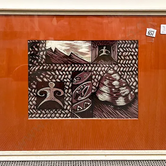 Unsigned Linocut & Two Others