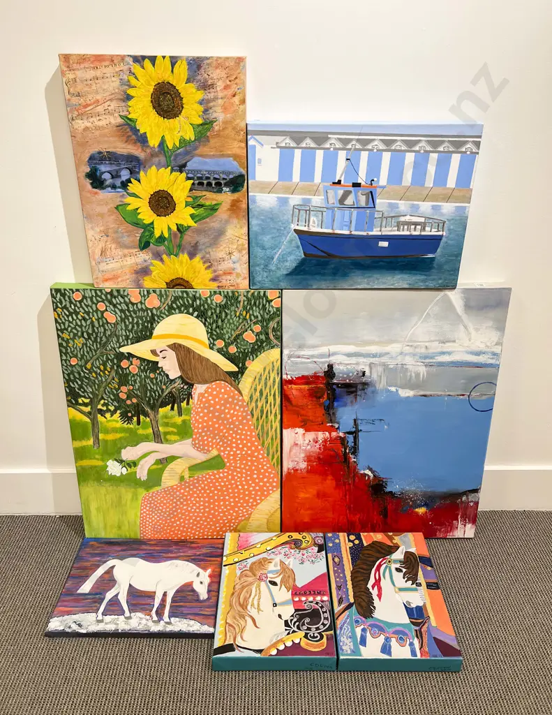 Seven assorted Oil on Canvas Works Image 1++