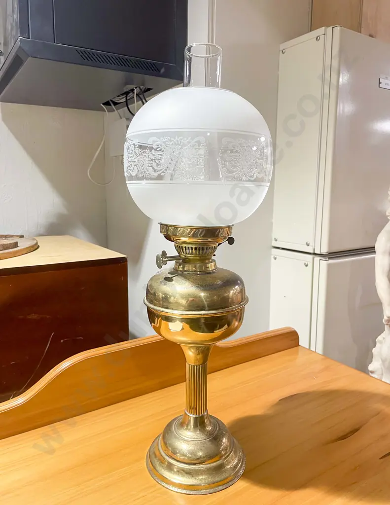 Kerosene Lamp with Frosted Glass Shade Image 1++