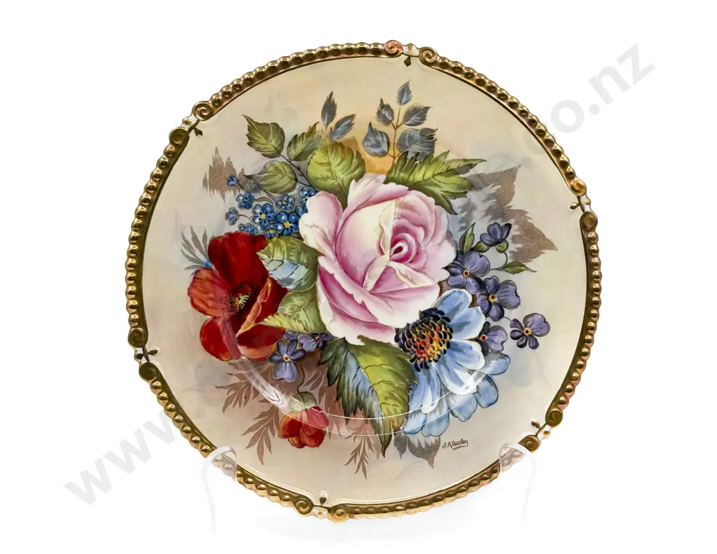Aynsley Signed Hand Painted Cabinet Plate - J A Bailey Image 1++