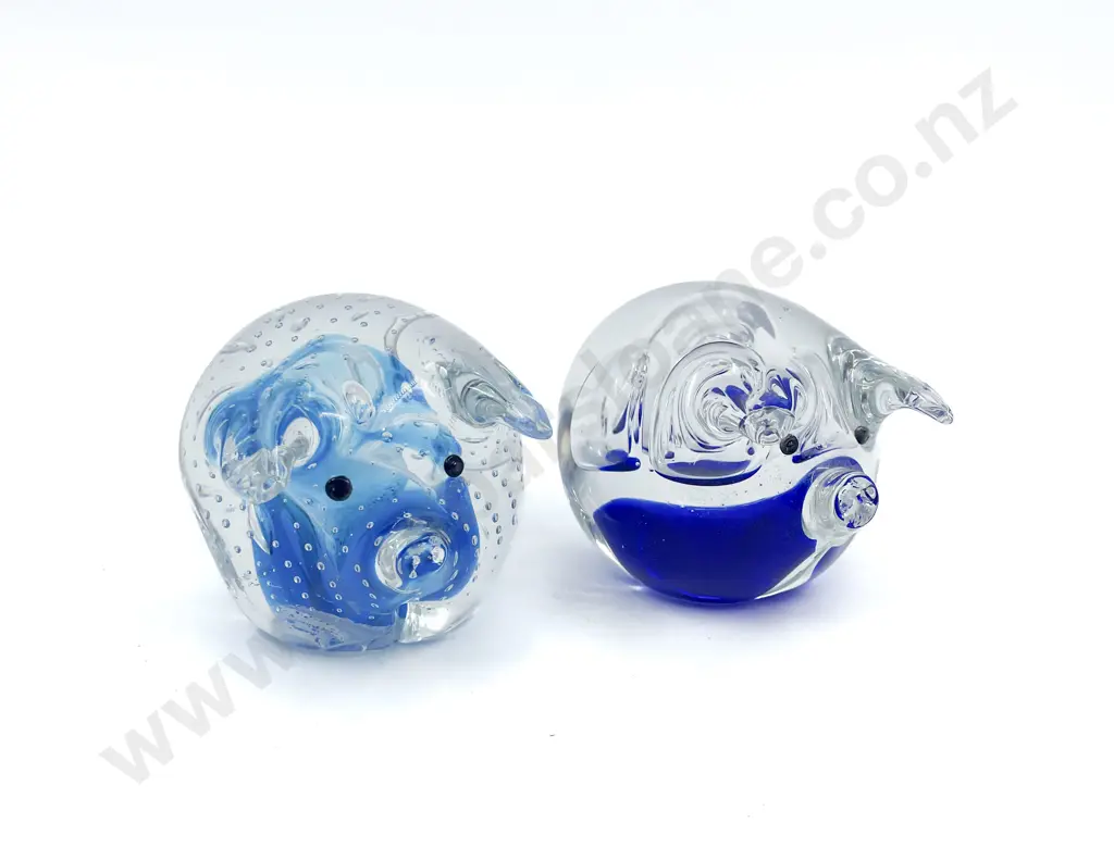 Two Glass Pig Paper Weights Image 1++