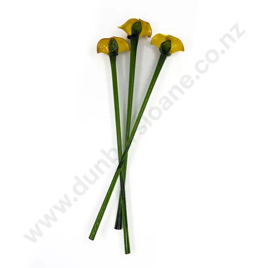 Three Art Glass Daffodils