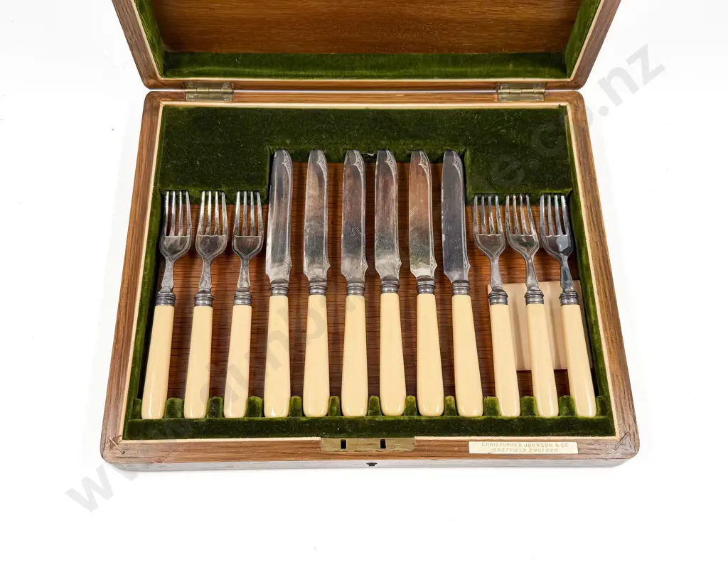 Cased Set of Bone Handled Cutlery Image 1++