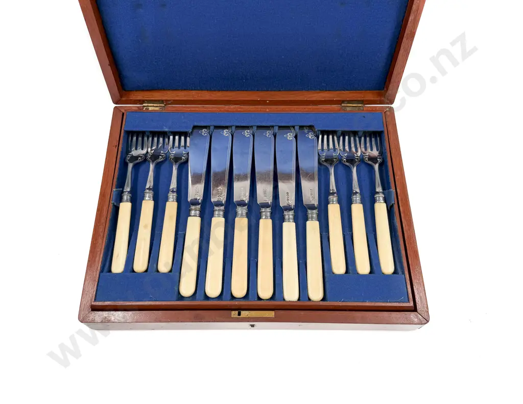 Cased Set of Bone Handled Cutlery Image 1++