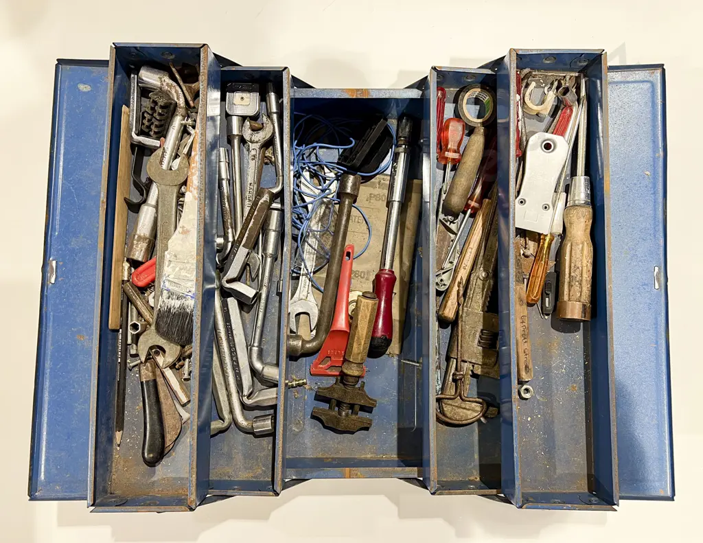 Vintage Tool Box and Assorted Tools Image 1++