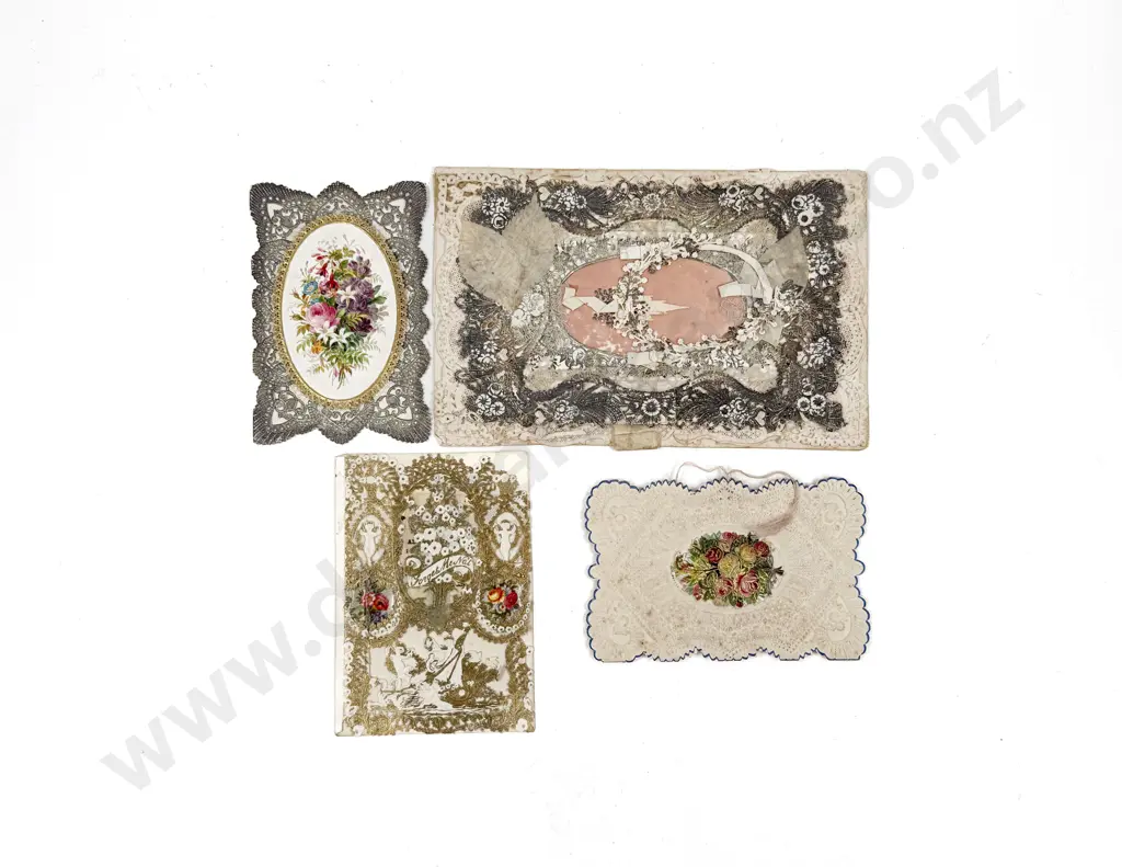 Four Assorted Vintage Die and Cut Greeting Cards Image 1++