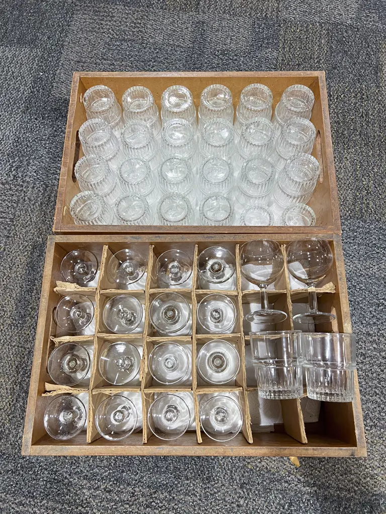 Two Carying Crates of Assorted Glassware Image 1++