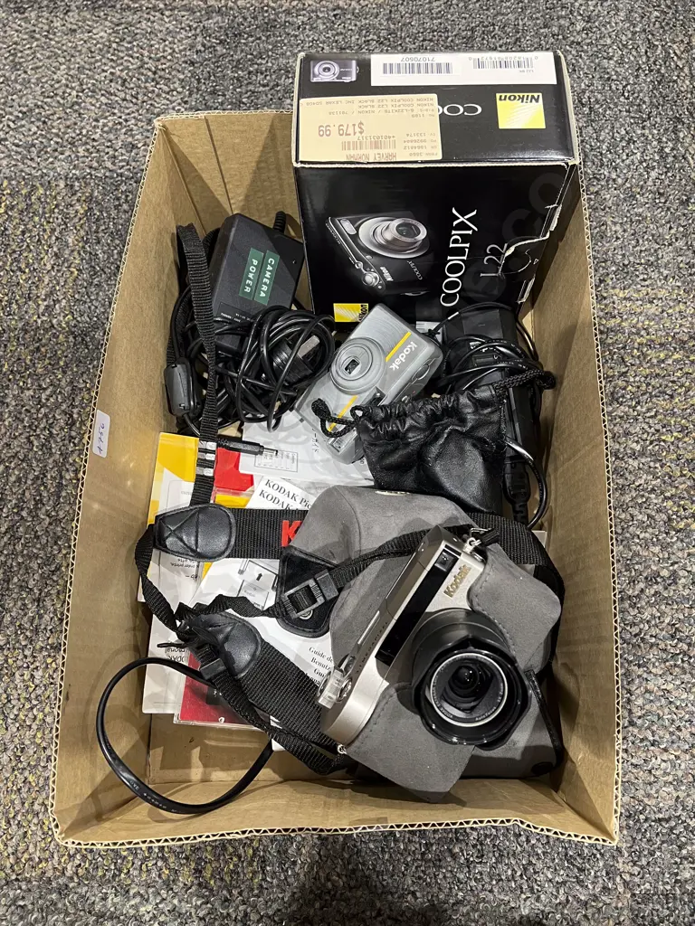 Box Qty of Assorted Cameras and Accessories Image 1++