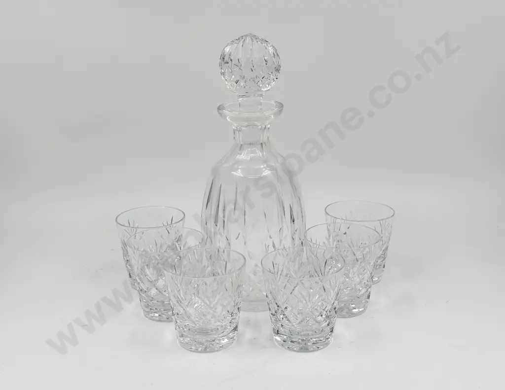 Waterford Crystal Decanter and Six Other Crystal Tumblers Image 1++