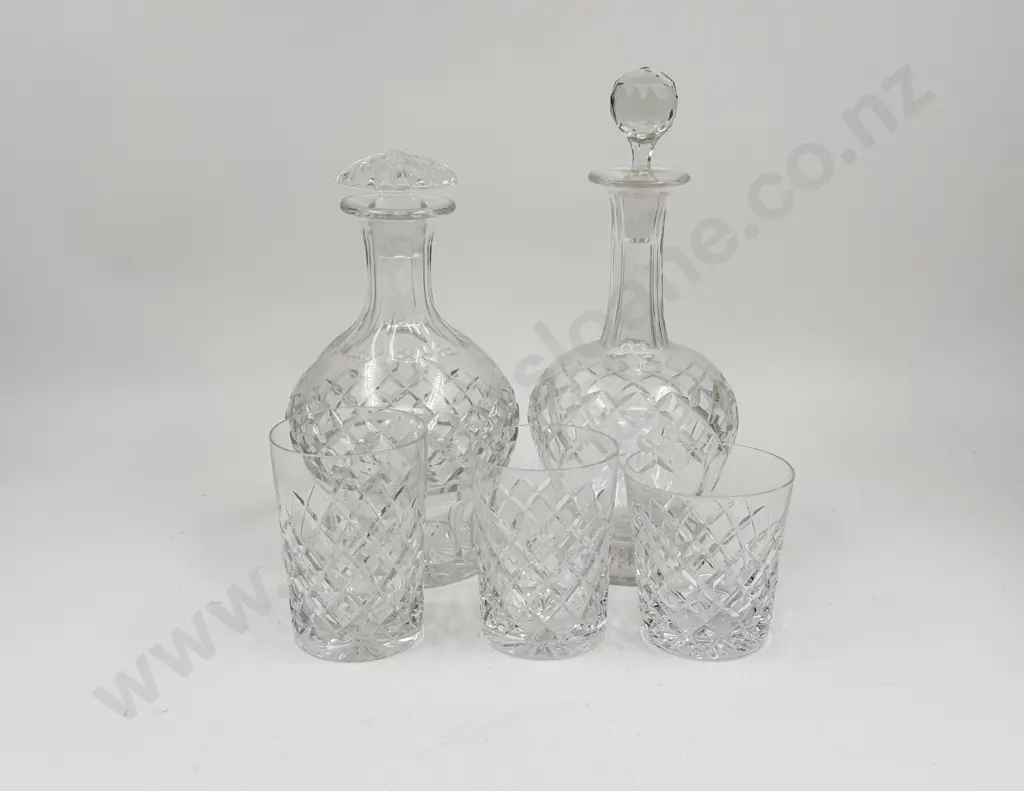 Two Crystal Decanters and Three Others Image 1++