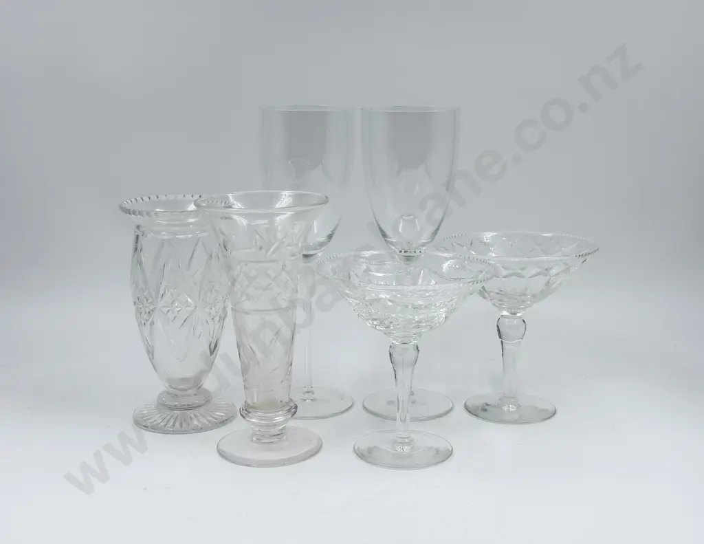 Pair of Rosenthal Wine Glasses Together with Four Pieces of Crystal Image 1++