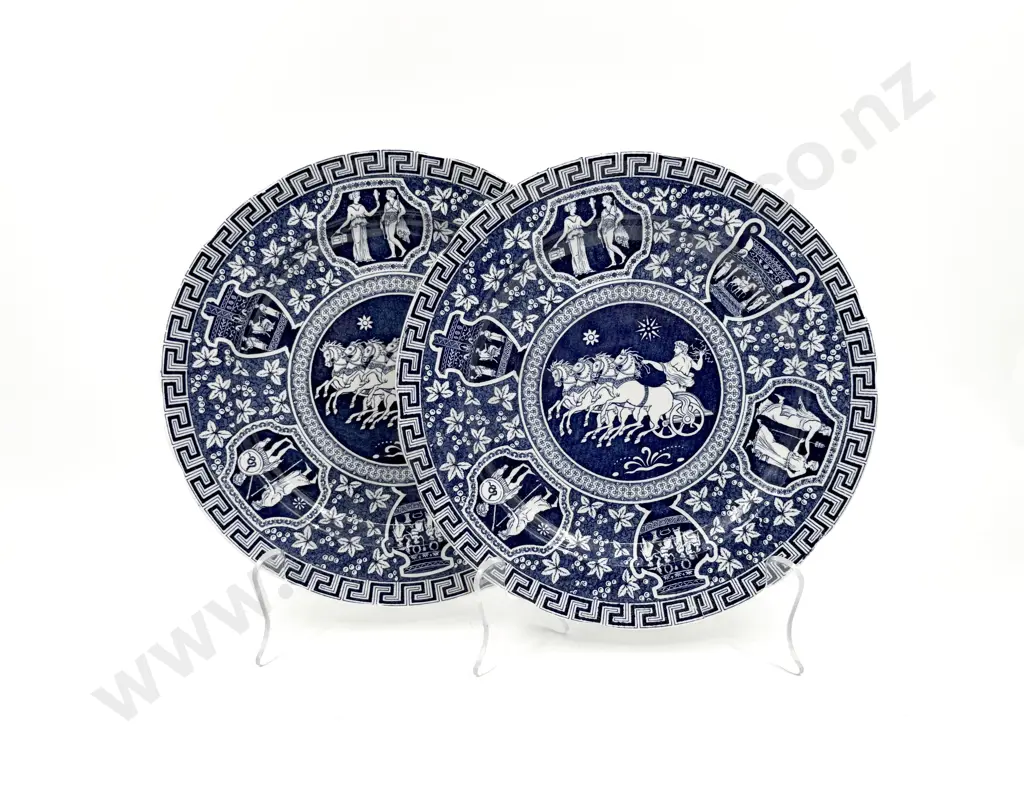 Pair of Blue and White Copeland Spode Plates Image 1++
