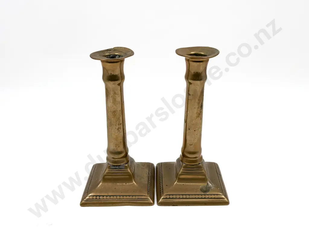 Pair of Georgian Brass Candlesticks (faults) Image 1++