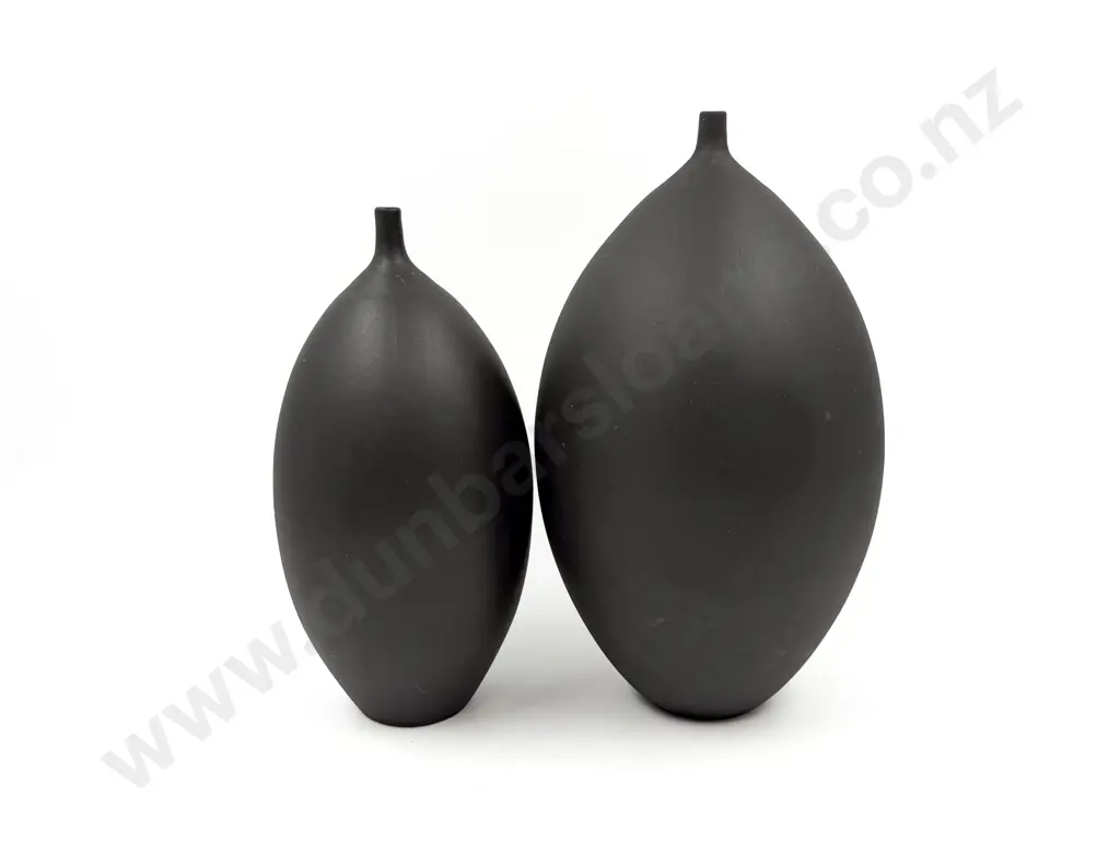Graduated Pair of Narrow Neck Pottery Vases Image 1++