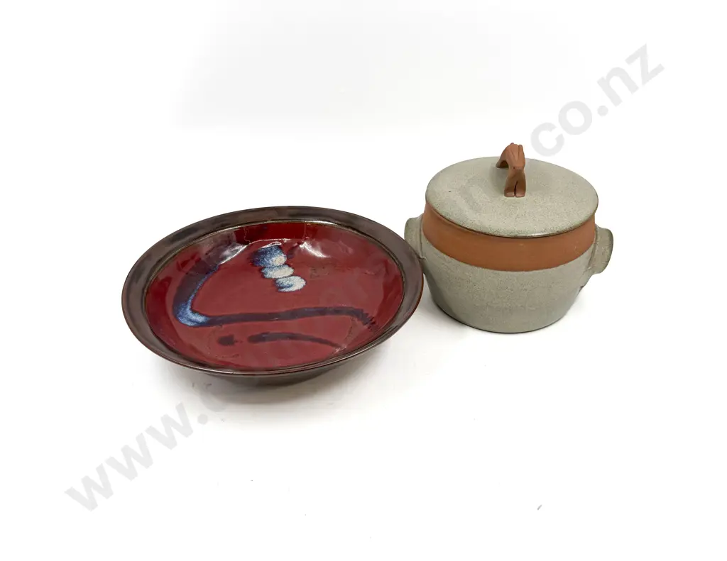 Hans Bauer Pottery Fruit Bowl Together with NZ Pottery Casserole Dish Image 1++