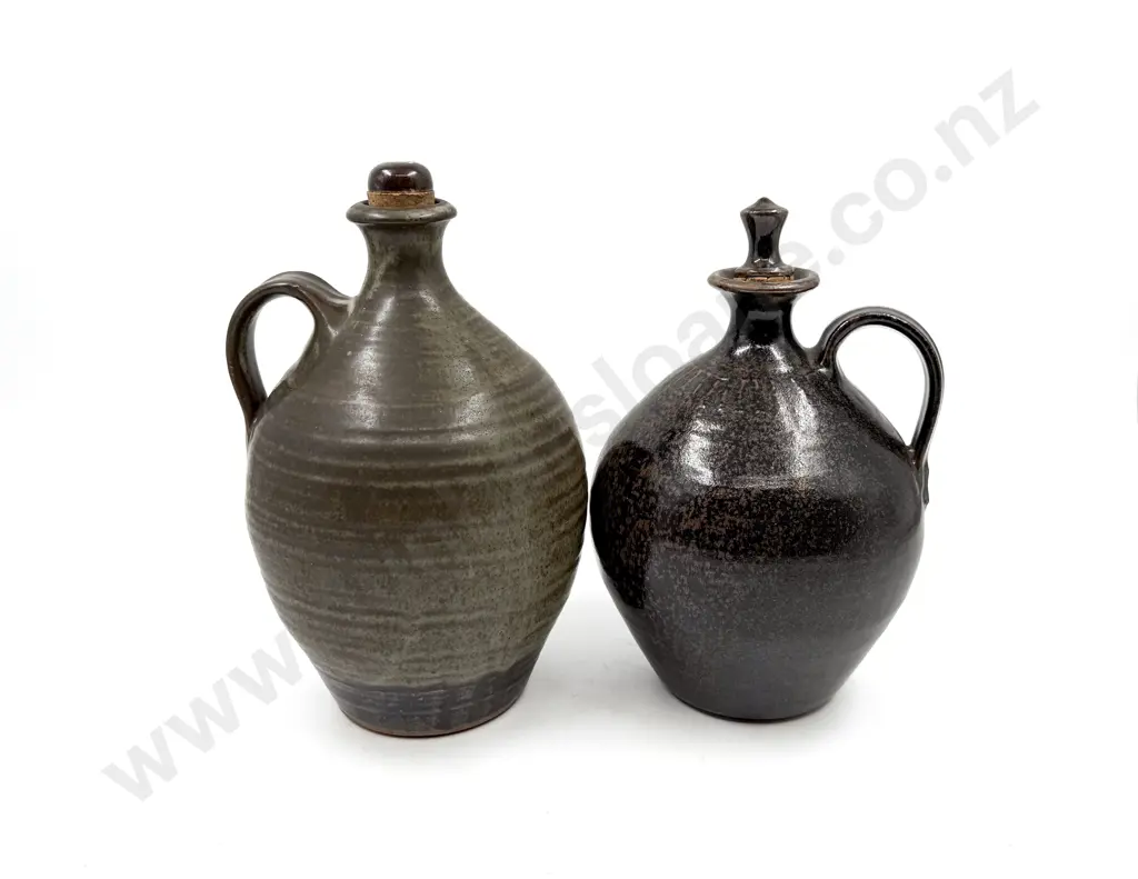 Two NZ Pottery Flagons Image 1++