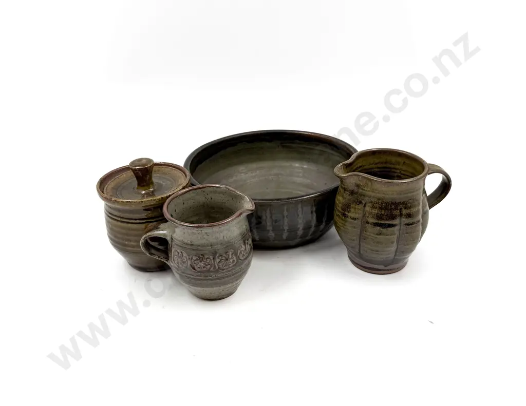 Three Pieces of Peter Stitchbury Pottery With Adrian Cotter Jug Image 1++