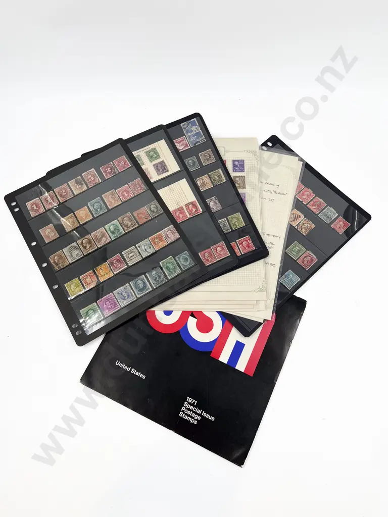 USA Twelve Album and Stock Book Pages Early Stamps and 1971 Special Issue Image 1++