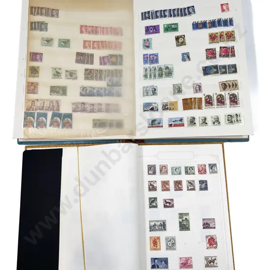 Two Australian Stock Book Stamp Albums with Two Album Pages of Punched Stamps