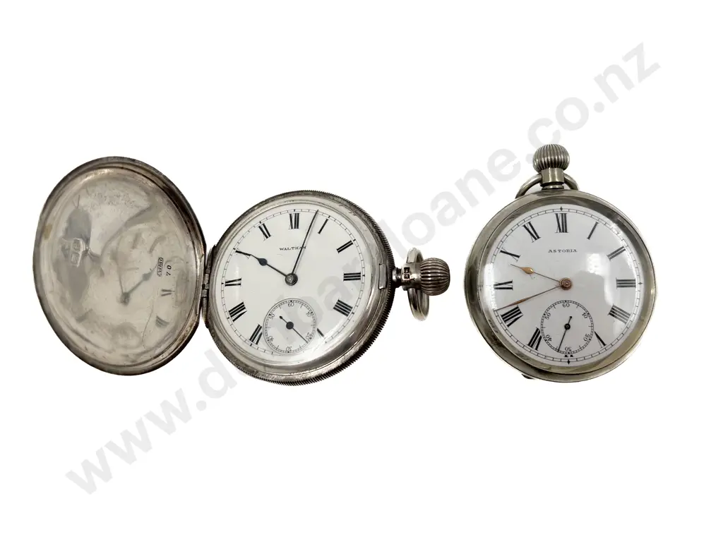S/S Waltham Hunter Cased Pocket Watch and Chrome Cased Watch Image 1++