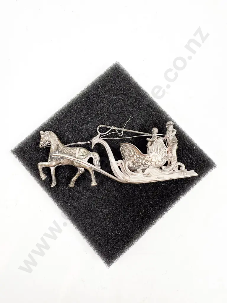 Antique Dutch Silver Horse and Sleigh Miniature Image 1++