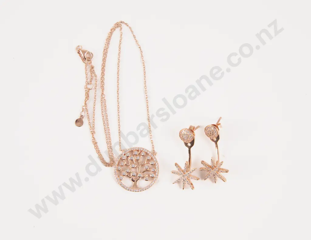 S/S Crystal Necklace with Star Pendant Drop Earrings Image 1++