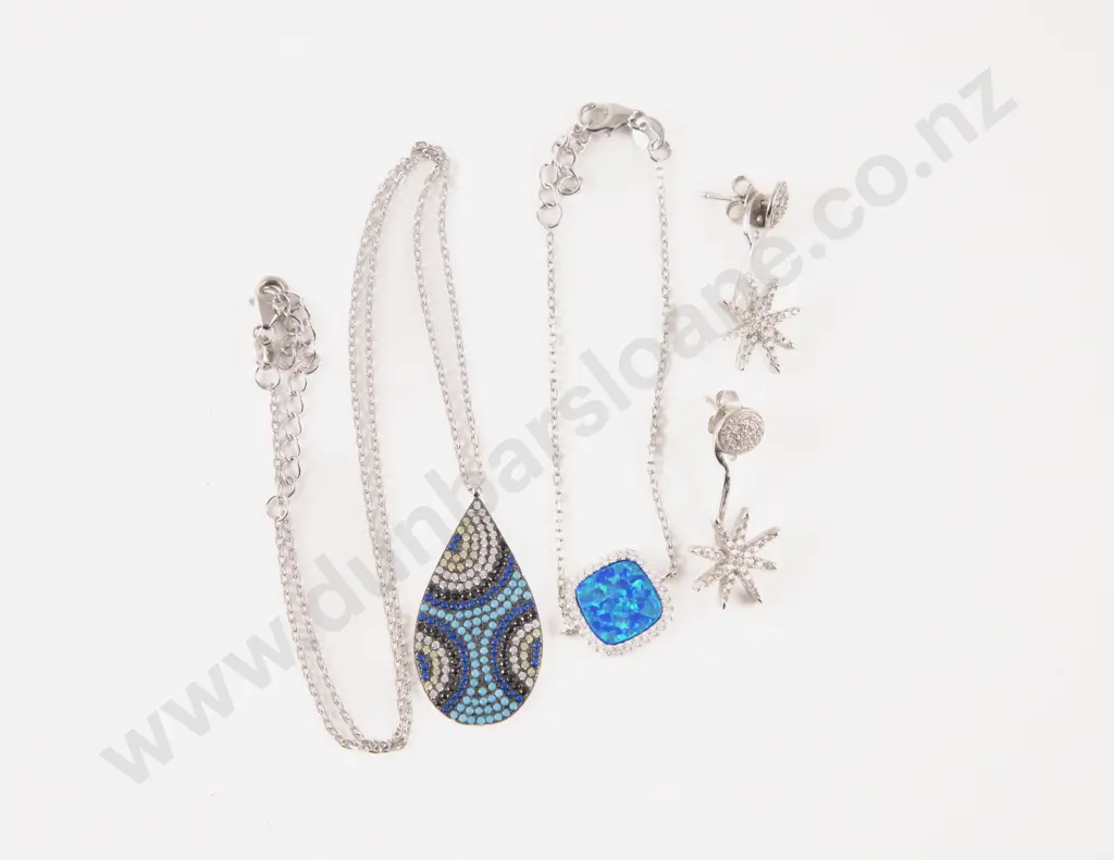 S/S Multi-Coloured Crystal Pendant with Bracelet and Earrings Image 1++