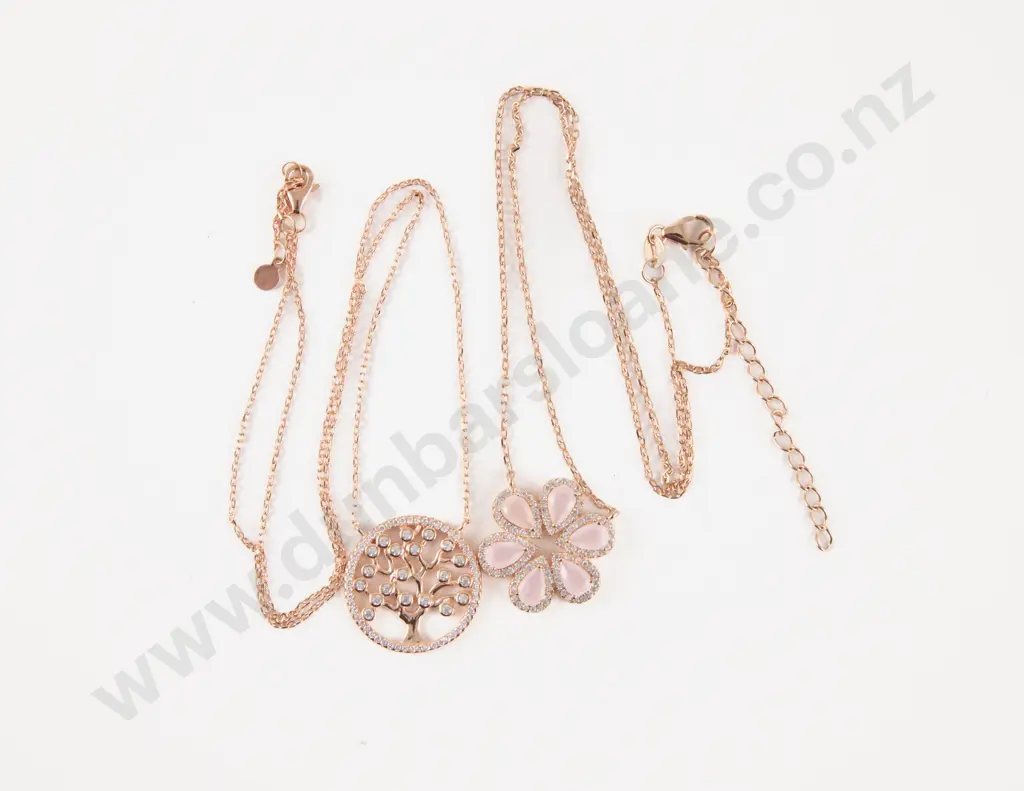 S/S Crystal and Pink Stone Flower Pendant with Other Crystal Pendant Image 1++
