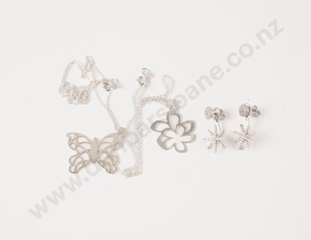 Two S/S Necklaces and Pair Earrings Image 1++