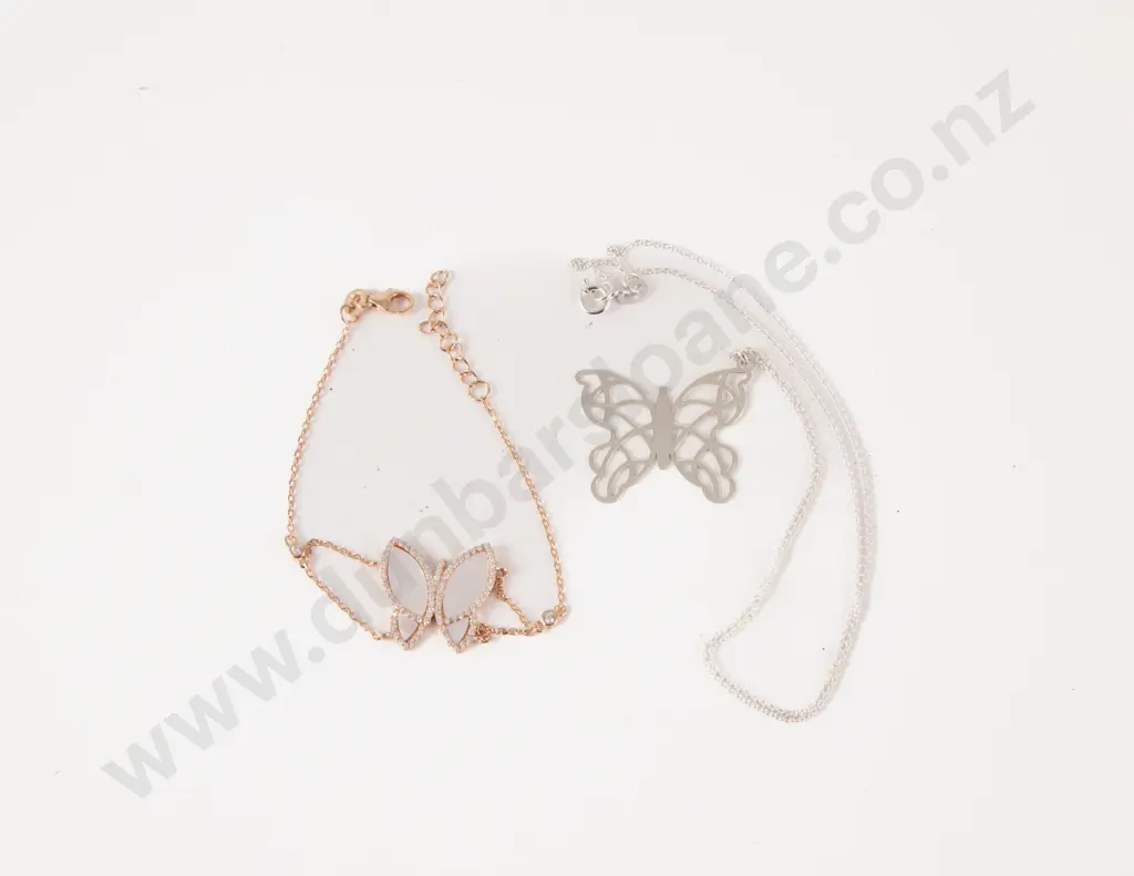 S/S Butterfly Necklace and Bracelet Image 1++