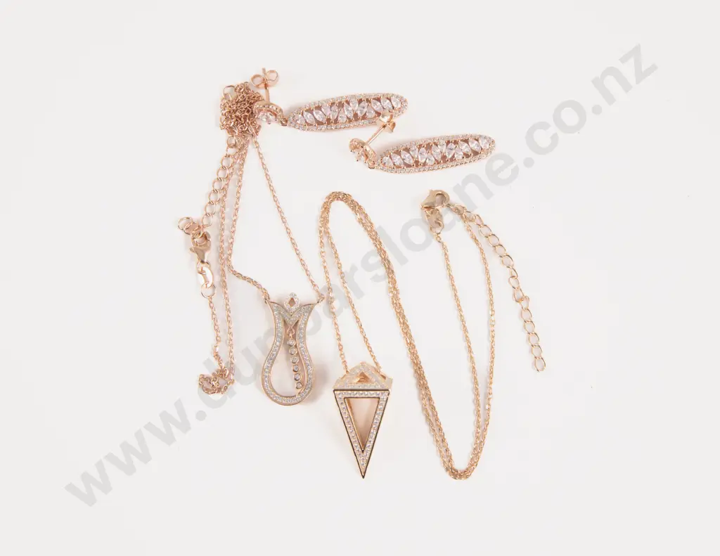 Two S/S Crystal Necklaces and Pair Earrings Image 1++