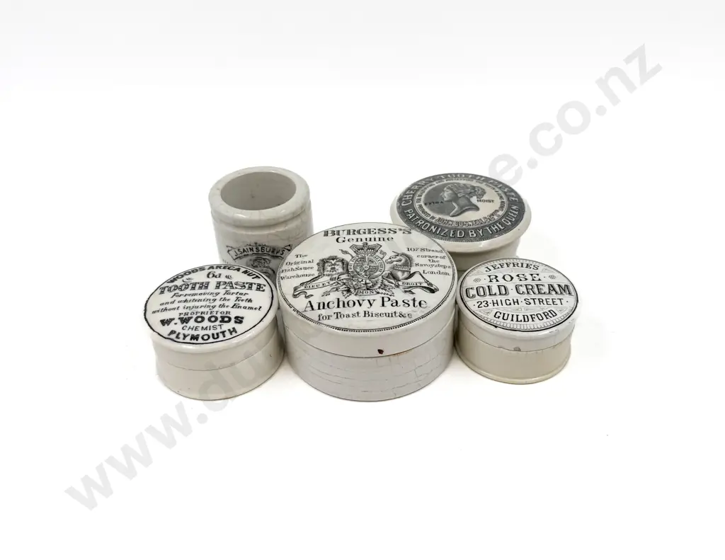 Four Assorted Antique Ceramic Paste Jars and other Image 1++