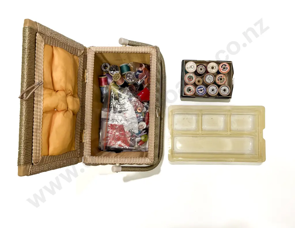 Small Sewing Basket & Assorted Accessories Image 1++