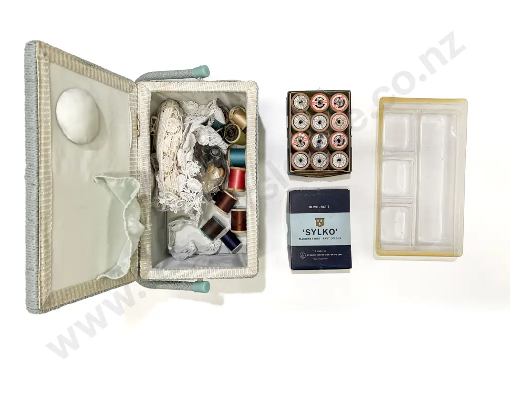 Small Sewing Basket & Assorted Accessories Image 1++