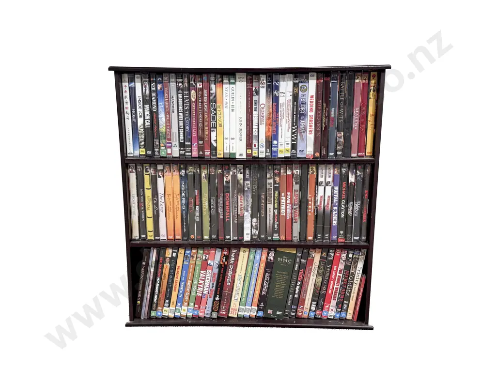 Three Tier Shelf of Assorted DVDs Image 1++