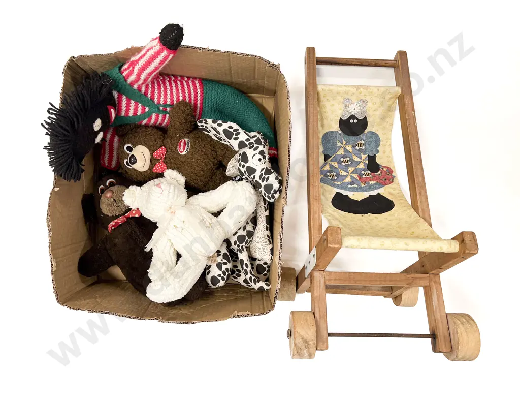 Two Vintage Cookie Bears and Doll Pram Image 1++