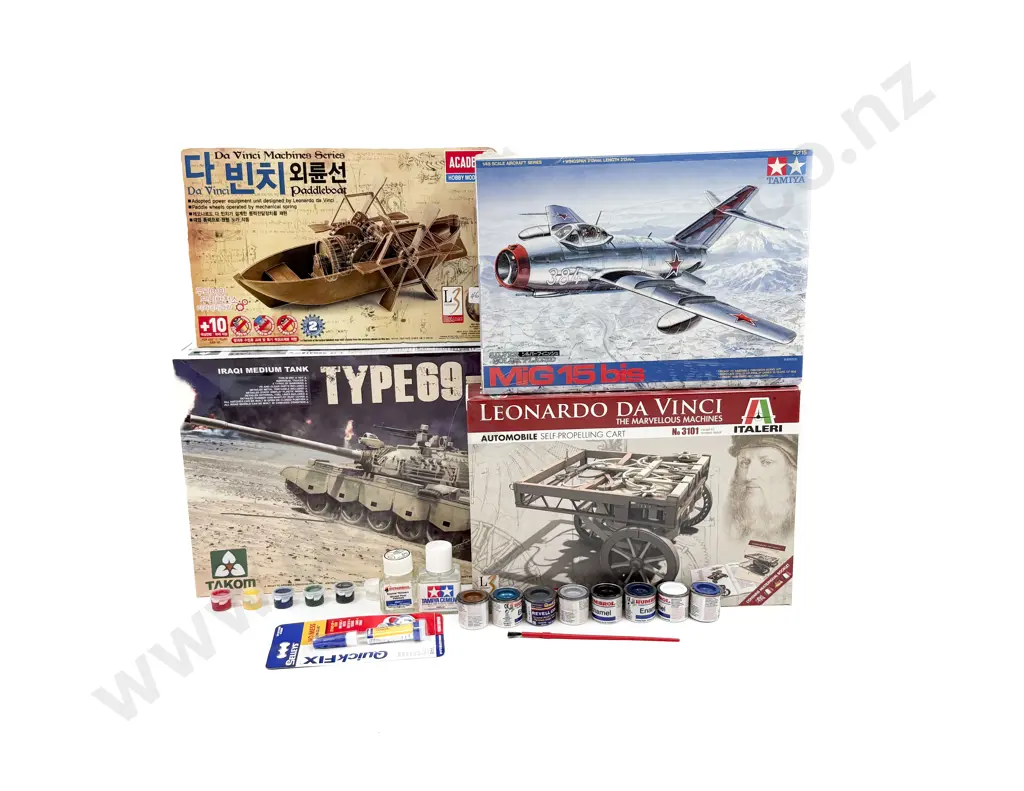 Four Various Kit Models with Humbrol Paints Image 1++