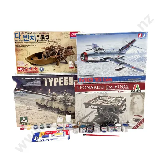 Four Various Kit Models with Humbrol Paints